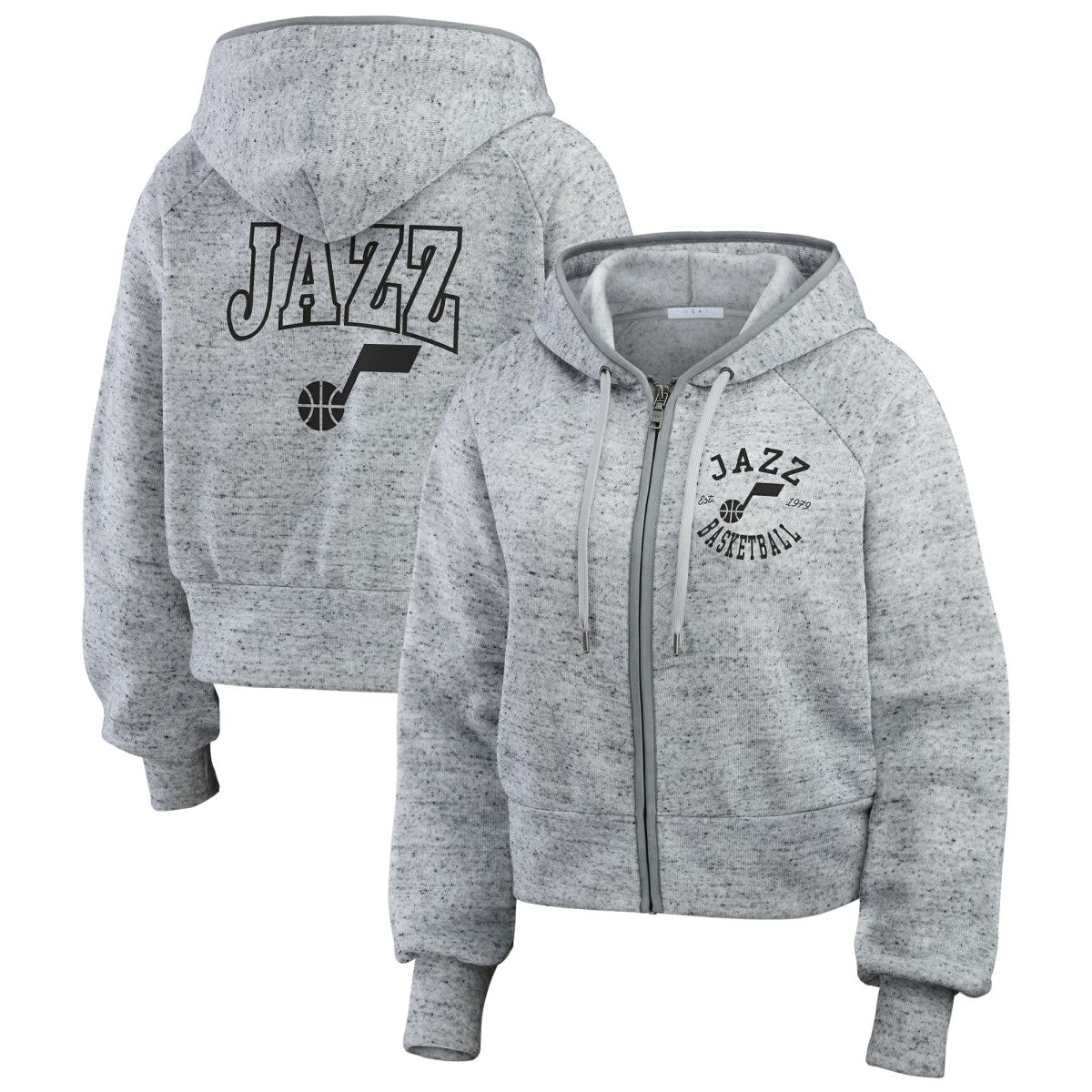Utah Jazz WEAR by Erin Andrews Women's Speckled Radiator Full-Zip Hoodie - Heather Gray discount