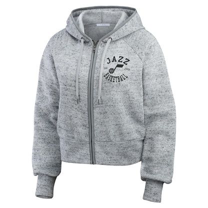Utah Jazz WEAR by Erin Andrews Women's Speckled Radiator Full-Zip Hoodie - Heather Gray discount