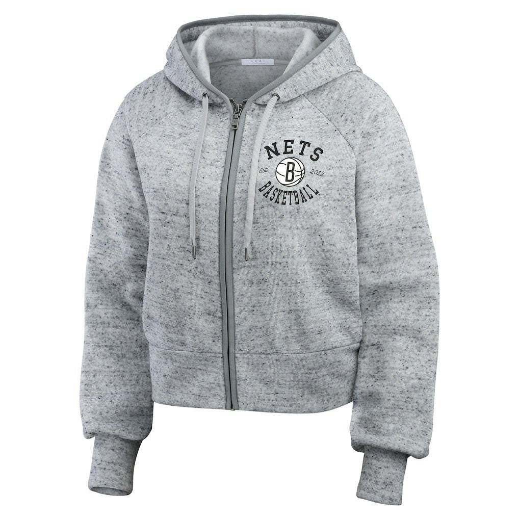 Brooklyn Nets WEAR by Erin Andrews Women's Speckled Radiator Full-Zip Hoodie - Heather Gray shop