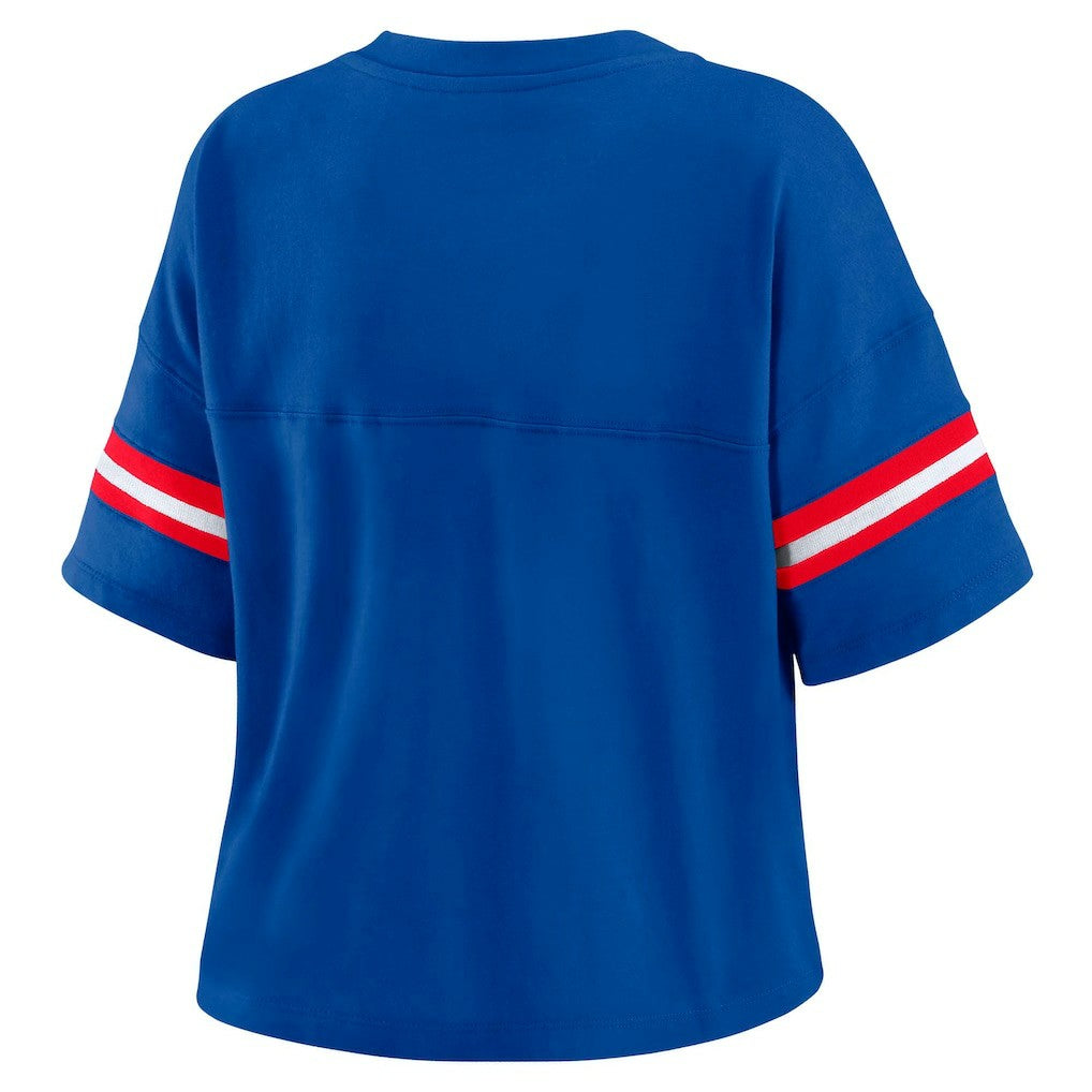 Philadelphia 76ers WEAR by Erin Andrews Women's Plus Size Color Block Boxy V-Neck T-Shirt - Royal outlet