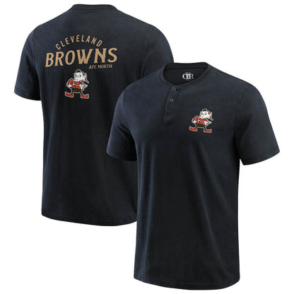 Cleveland Browns Darius Rucker Collection Washed Henley T-Shirt - Black cheap