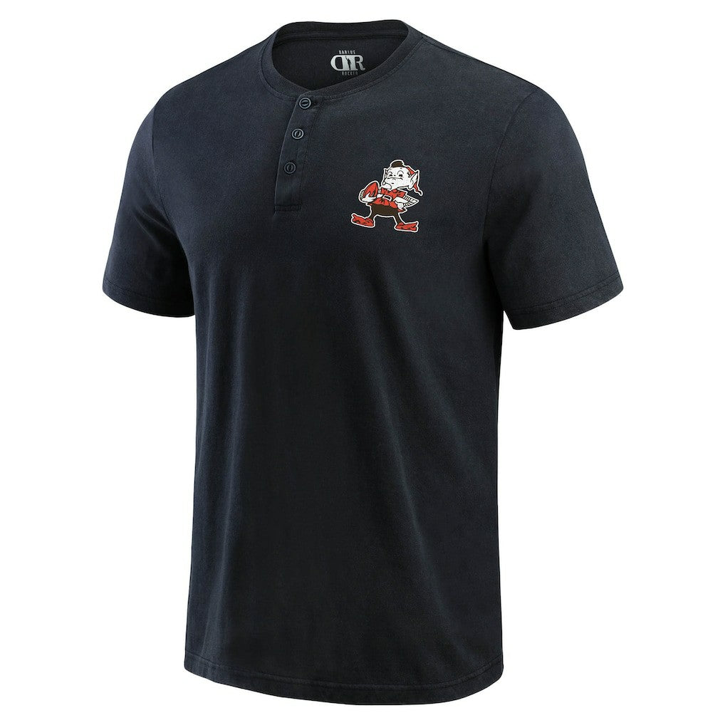 Cleveland Browns Darius Rucker Collection Washed Henley T-Shirt - Black cheap