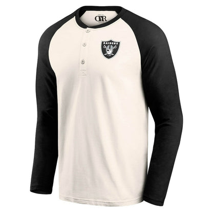 Las Vegas Raiders Darius Rucker Collection Raglan Henley T-Shirt - Cream/Black cheap