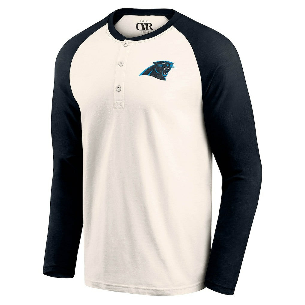 Carolina Panthers Darius Rucker Collection Raglan Henley T-Shirt - Cream/Black cheap