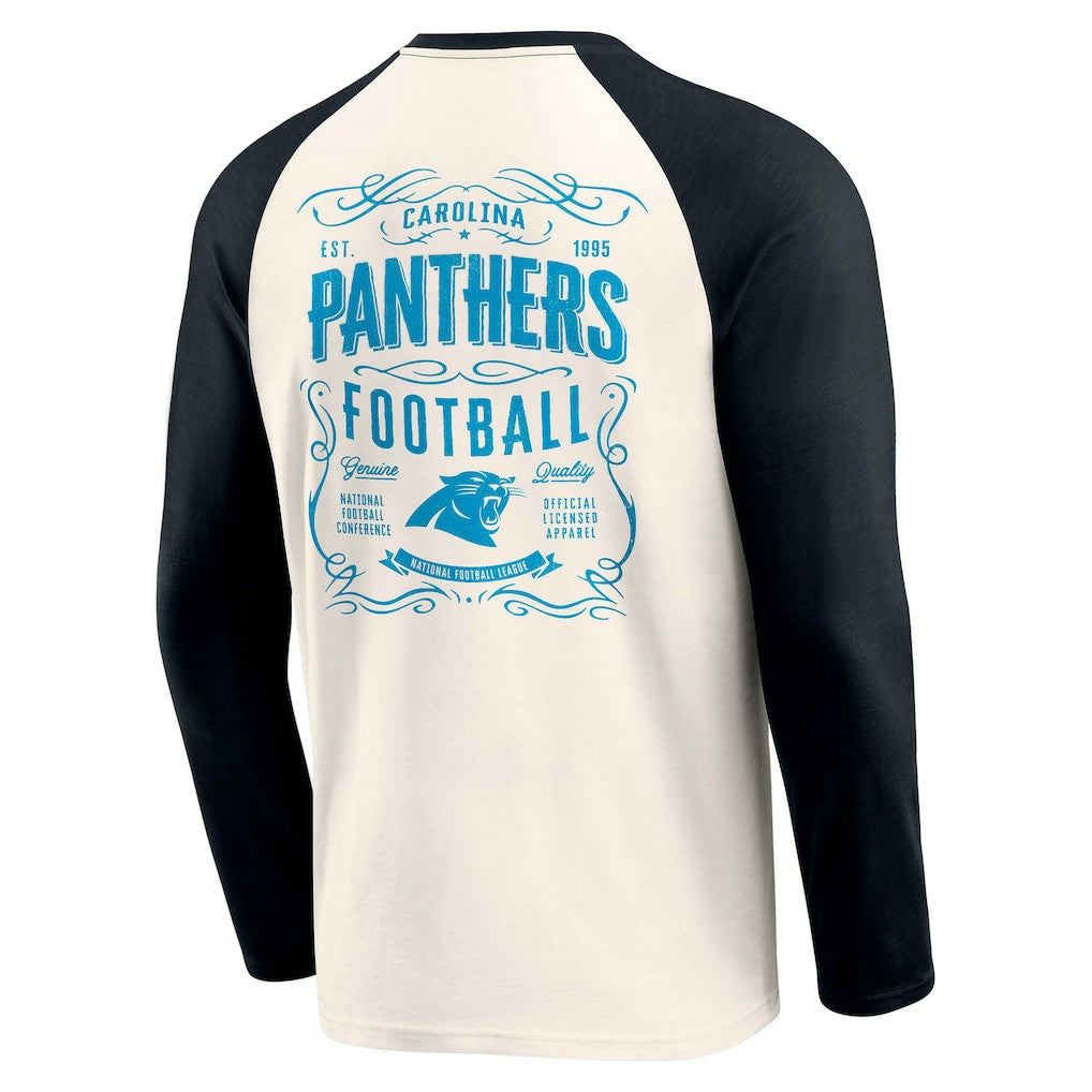 Carolina Panthers Darius Rucker Collection Raglan Henley T-Shirt - Cream/Black cheap