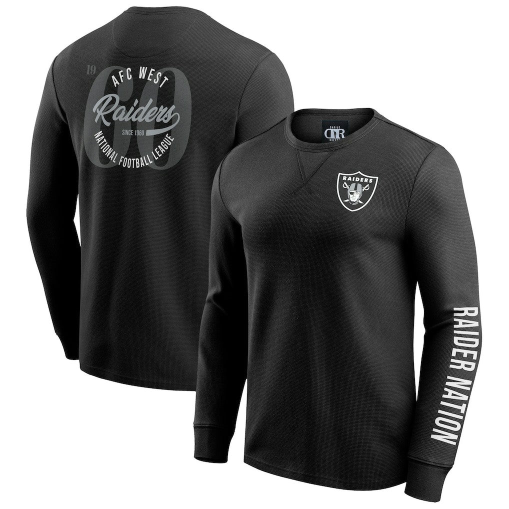 Las Vegas Raiders Darius Rucker Collection Washed Waffle-Knit Long Sleeve T-Shirt - Black online