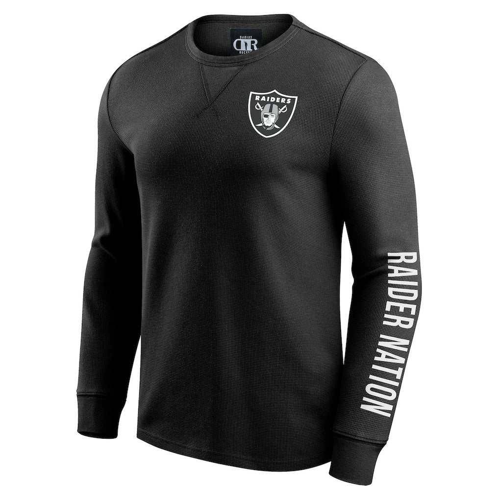 Las Vegas Raiders Darius Rucker Collection Washed Waffle-Knit Long Sleeve T-Shirt - Black online