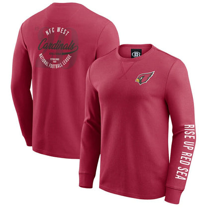 Arizona Cardinals Darius Rucker Collection Washed Waffle-Knit Long Sleeve T-Shirt - Red cheap