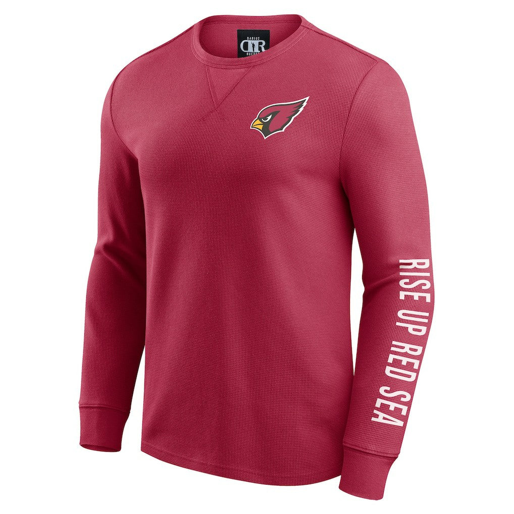 Arizona Cardinals Darius Rucker Collection Washed Waffle-Knit Long Sleeve T-Shirt - Red cheap