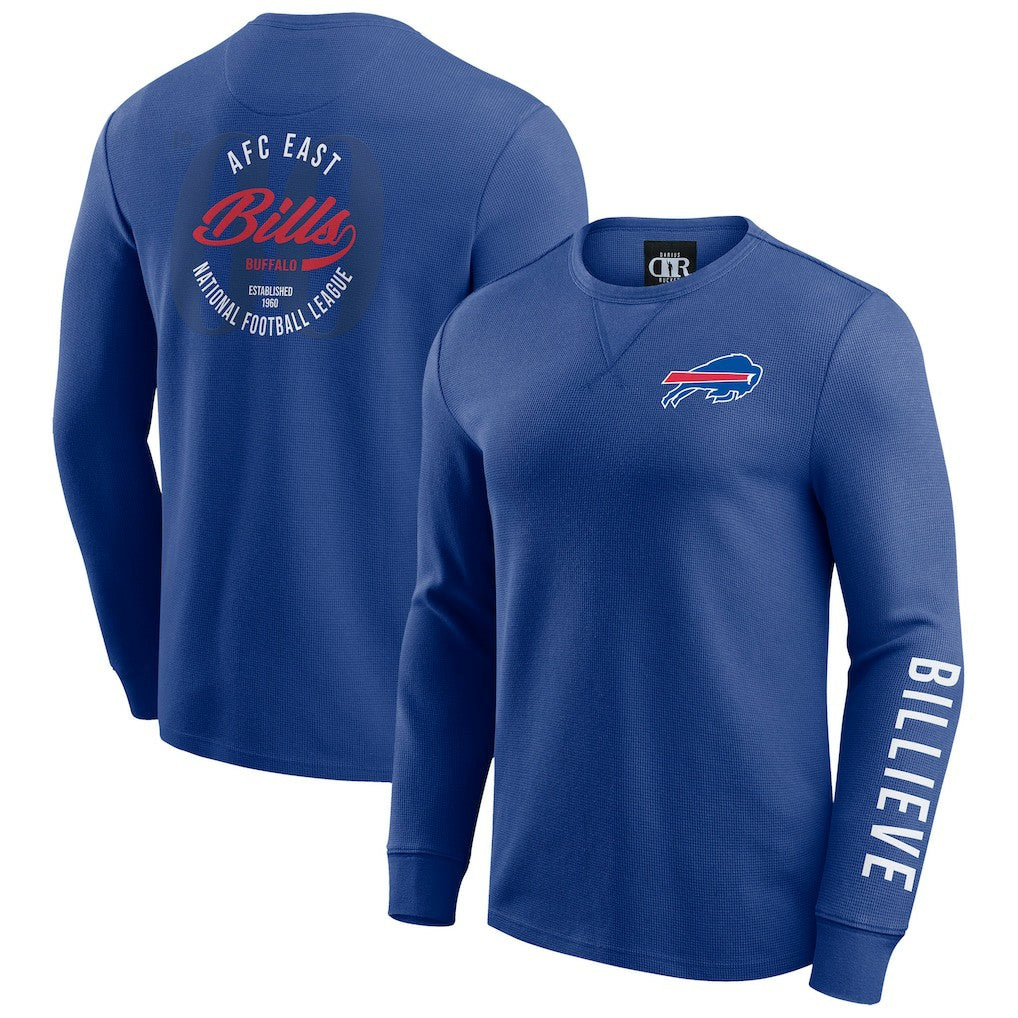 Buffalo Bills Darius Rucker Collection Washed Waffle-Knit Long Sleeve T-Shirt - Royal outlet