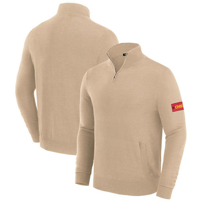 Kansas City Chiefs J. Palmer Franchise Quarter-Zip Sweater - Tan discount