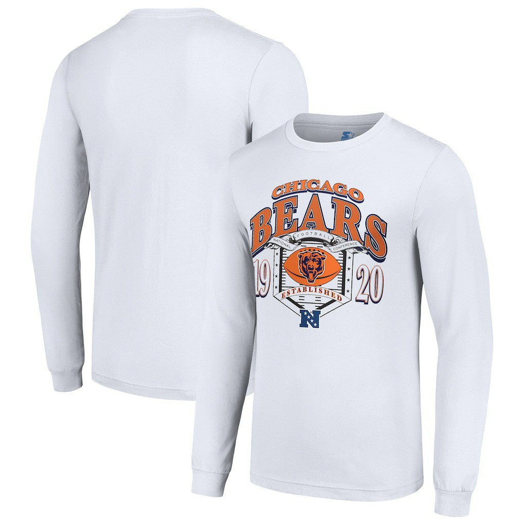 Chicago Bears Starter Retro Long Sleeve Graphic T-Shirt - White cheap