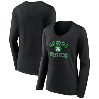 Boston Celtics Women's Overtime V-Neck Long Sleeve T-Shirt - Black on sale