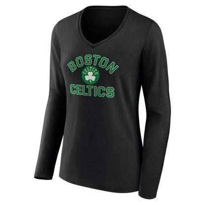 Boston Celtics Women's Overtime V-Neck Long Sleeve T-Shirt - Black on sale