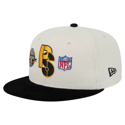 Pittsburgh Steelers New Era Corduroy 59FIFTY Fitted Hat - Cream/Black for sale