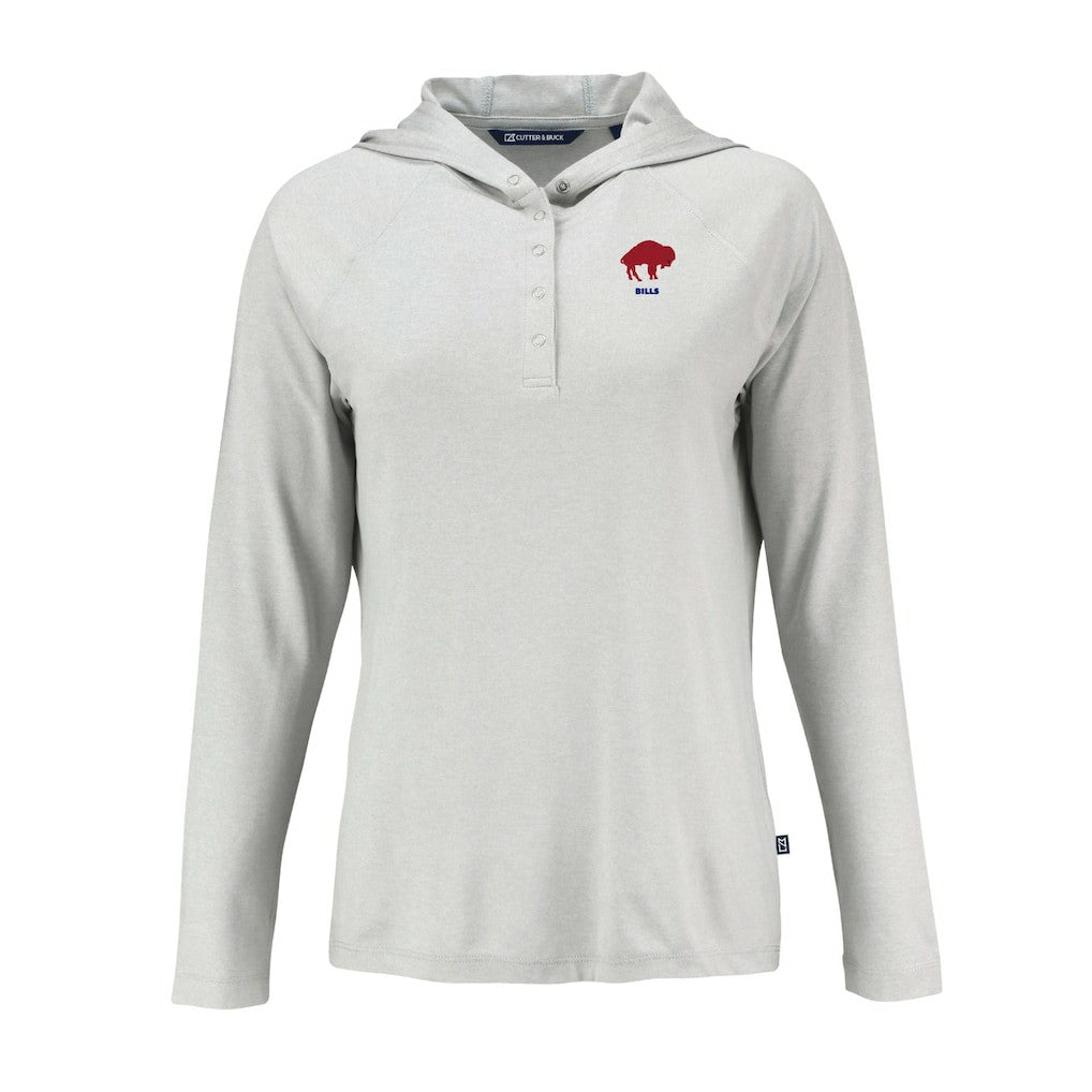 Buffalo Bills Cutter & Buck Women's Historic Coastline Epic Comfort Eco Recycled Raglan Pullover Hoodie - Gray sale
