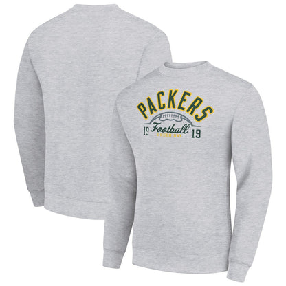 Green Bay Packers Starter Half Ball Team Graphic Tri-Blend Fleece Pullover Sweatshirt - Heather Gray outlet