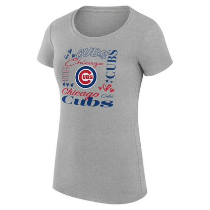 Chicago Cubs G-III 4Her by Carl Banks Women's Super-Slim Fit Lightweight Collage Team Graphic Crew Neck T-Shirt - Heather Gray