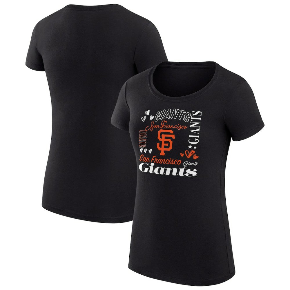 San Francisco Giants G-III 4Her by Carl Banks Women's Super-Slim Fit Lightweight Collage Team Graphic Crew Neck T-Shirt - Black