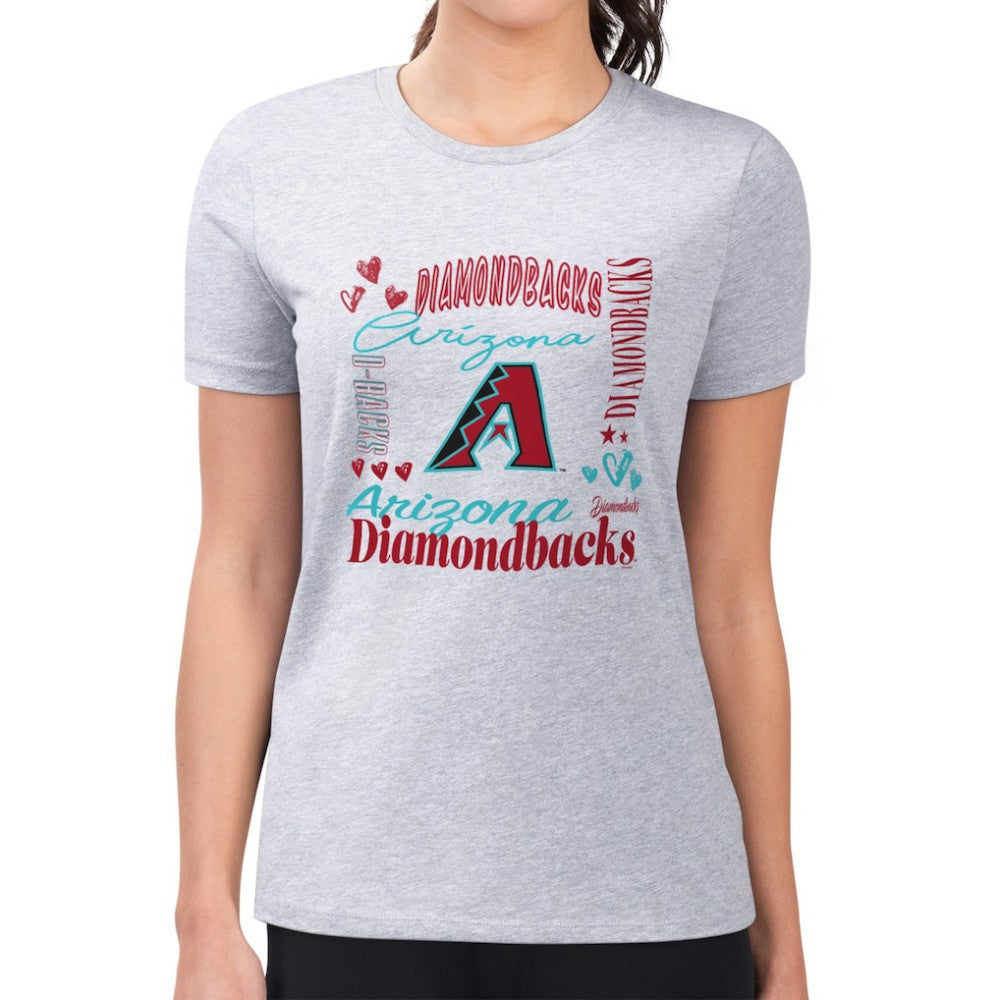 Arizona Diamondbacks G-III 4Her by Carl Banks Women's Super-Slim Fit Lightweight Collage Team Graphic Crew Neck T-Shirt - Heather Gray
