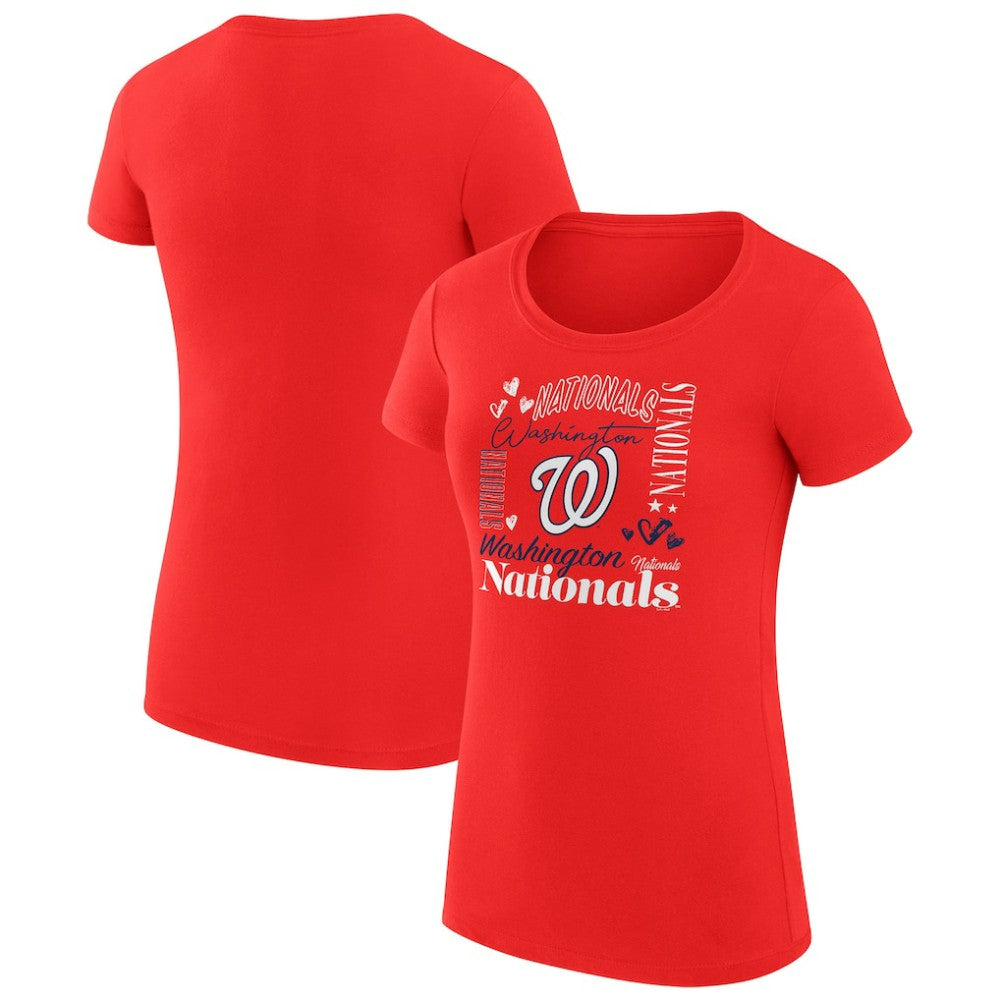 Washington Nationals G-III 4Her by Carl Banks Women's Super-Slim Fit Lightweight Collage Team Graphic Crew Neck T-Shirt - Red