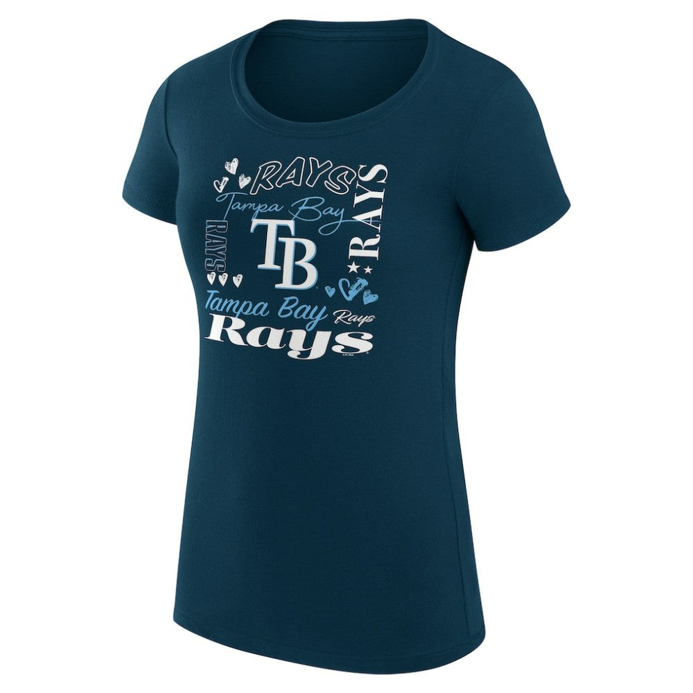 Tampa Bay Rays G-III 4Her by Carl Banks Women's Super-Slim Fit Lightweight Collage Team Graphic Crew Neck T-Shirt - Navy