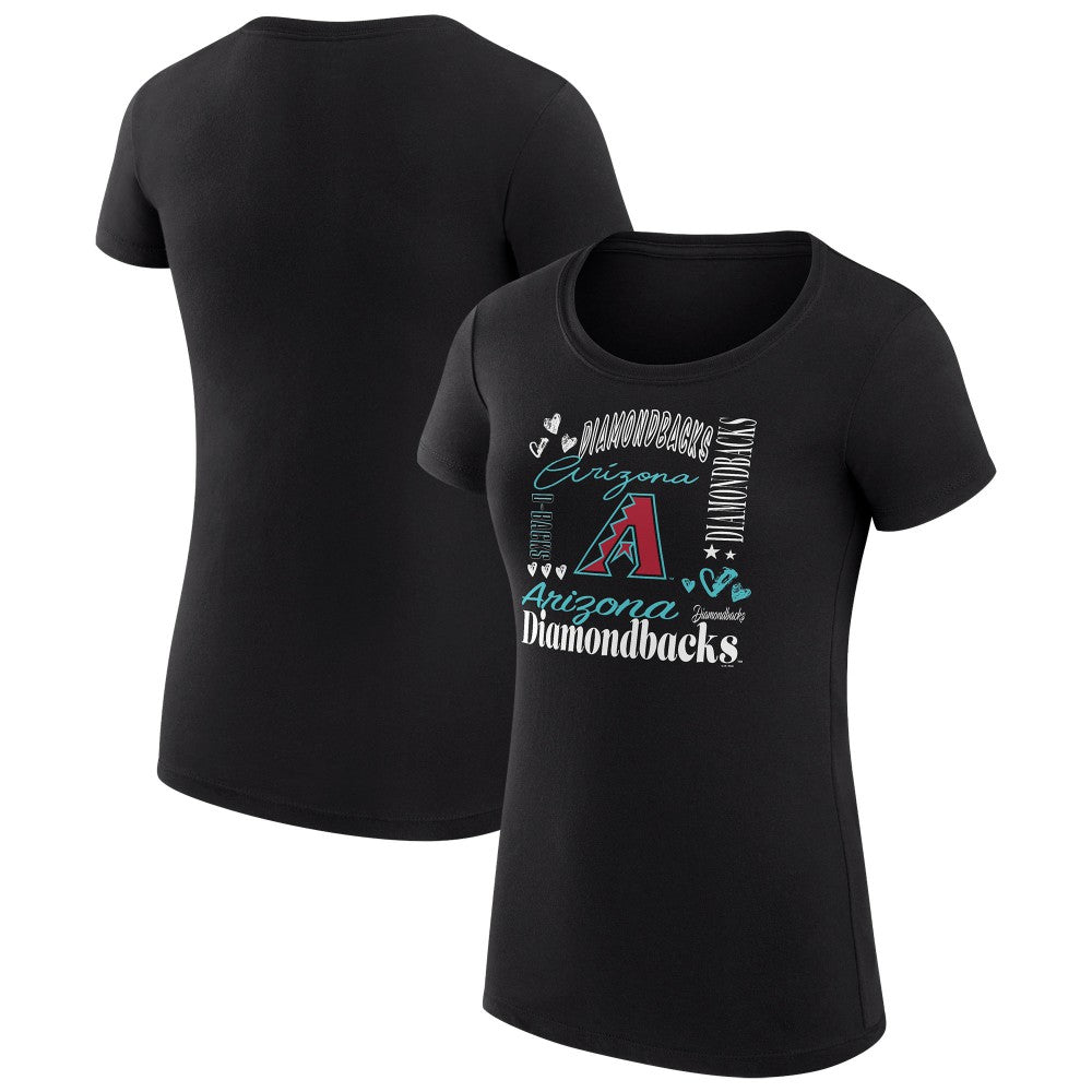 Arizona Diamondbacks G-III 4Her by Carl Banks Women's Super-Slim Fit Lightweight Collage Team Graphic Crew Neck T-Shirt - Black