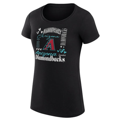 Arizona Diamondbacks G-III 4Her by Carl Banks Women's Super-Slim Fit Lightweight Collage Team Graphic Crew Neck T-Shirt - Black