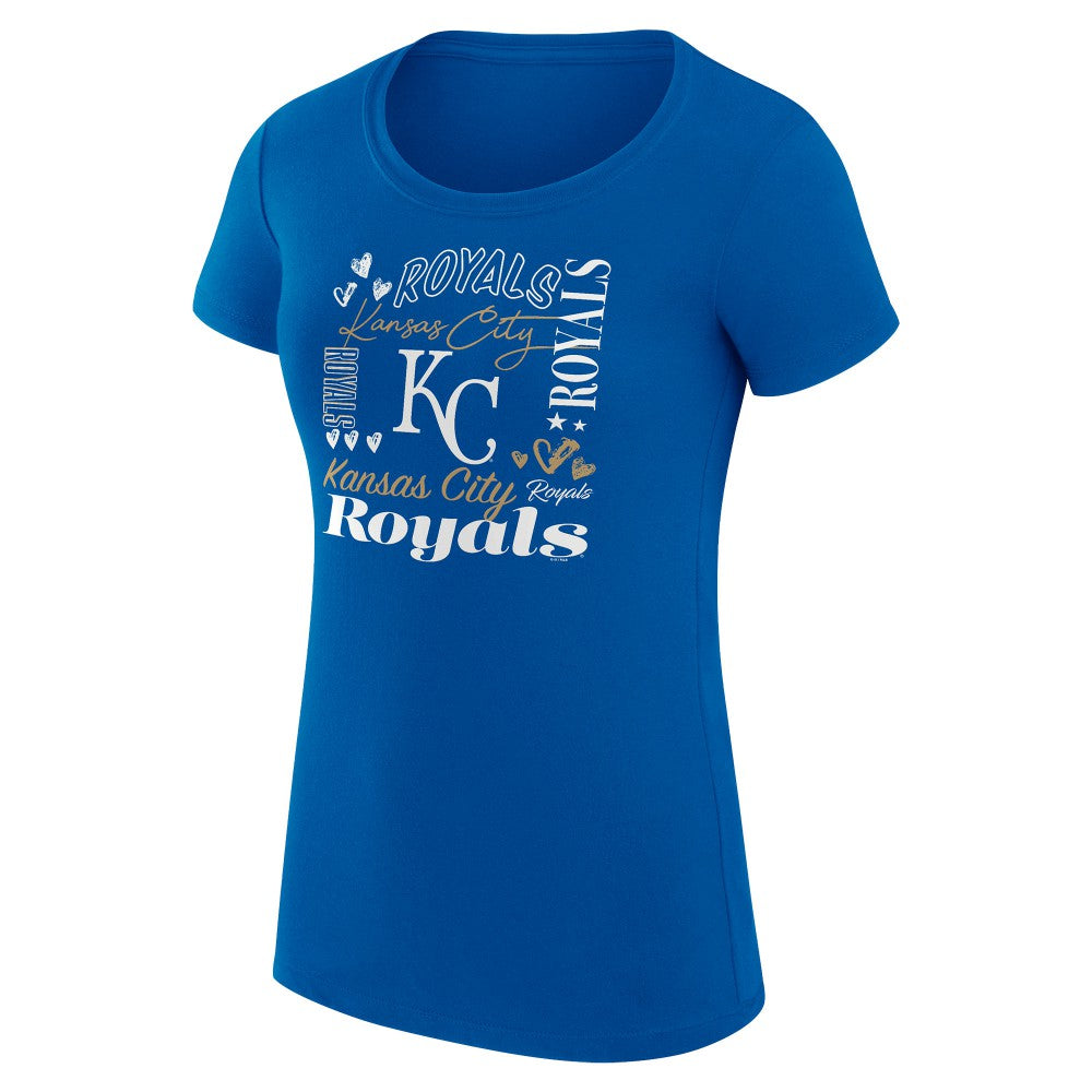 Kansas City Royals G-III 4Her by Carl Banks Women's Super-Slim Fit Lightweight Collage Team Graphic Crew Neck T-Shirt - Royal