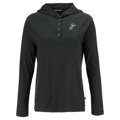 Cincinnati Reds Cutter & Buck Women's Cooperstown Collection Coastline Epic Comfort Eco Recycled Hoodie Raglan Long Sleeve T-Shirt - Black
