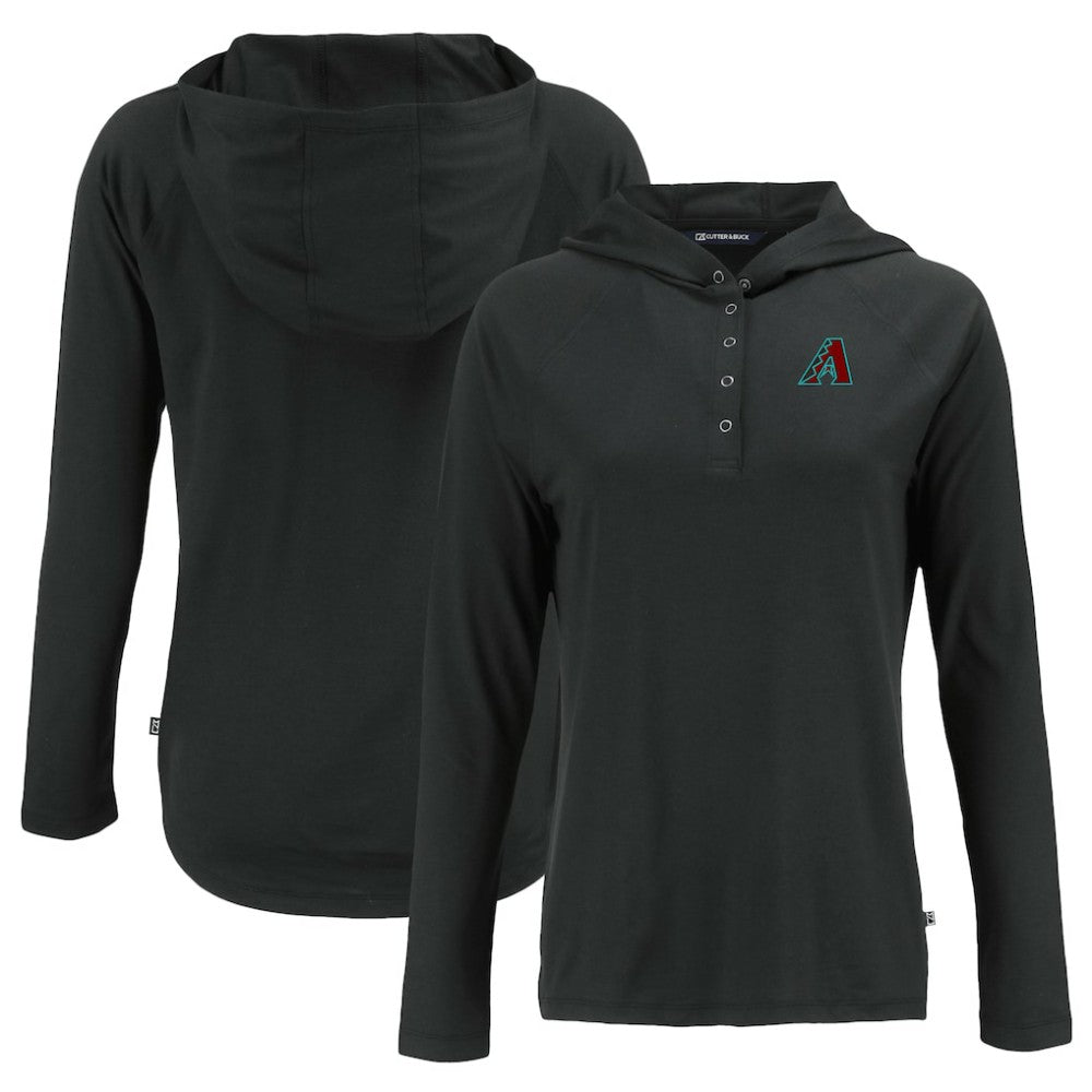 Arizona Diamondbacks Cutter & Buck Women's  Coastline Epic Comfort Eco Recycled Hoodie Raglan Long Sleeve T-Shirt - Black