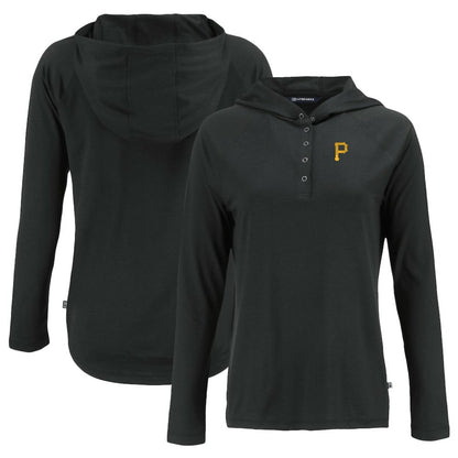 Pittsburgh Pirates Cutter & Buck Women's  Coastline Epic Comfort Eco Recycled Hoodie Raglan Long Sleeve T-Shirt - Black