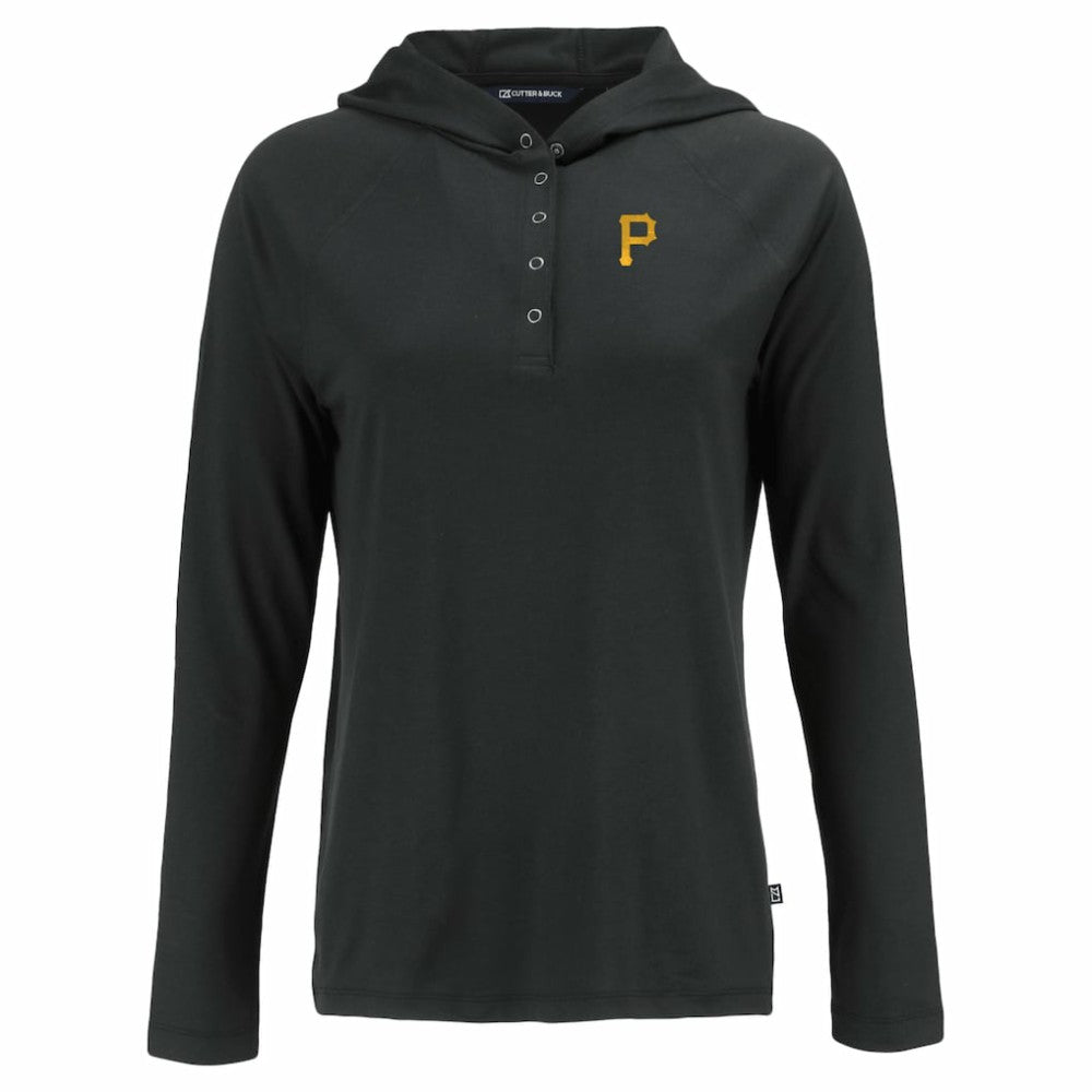 Pittsburgh Pirates Cutter & Buck Women's  Coastline Epic Comfort Eco Recycled Hoodie Raglan Long Sleeve T-Shirt - Black