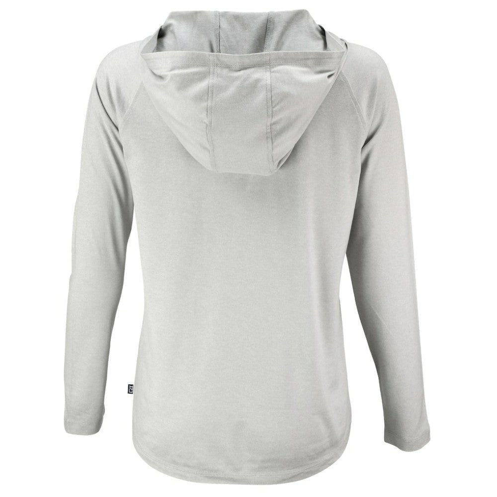 San Diego Padres Cutter & Buck Women's  Coastline Epic Comfort Eco Recycled Hoodie Raglan Long Sleeve T-Shirt - Gray
