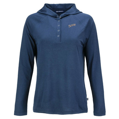 San Diego Padres Cutter & Buck Women's Cooperstown Collection Coastline Epic Comfort Eco Recycled Hoodie Raglan Long Sleeve T-Shirt - Navy
