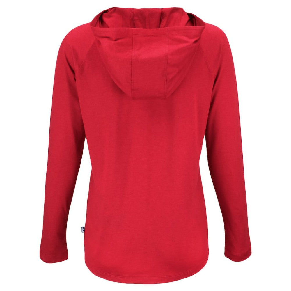 Texas Rangers Cutter & Buck Women's  Coastline Epic Comfort Eco Recycled Hoodie Raglan Long Sleeve T-Shirt - Red