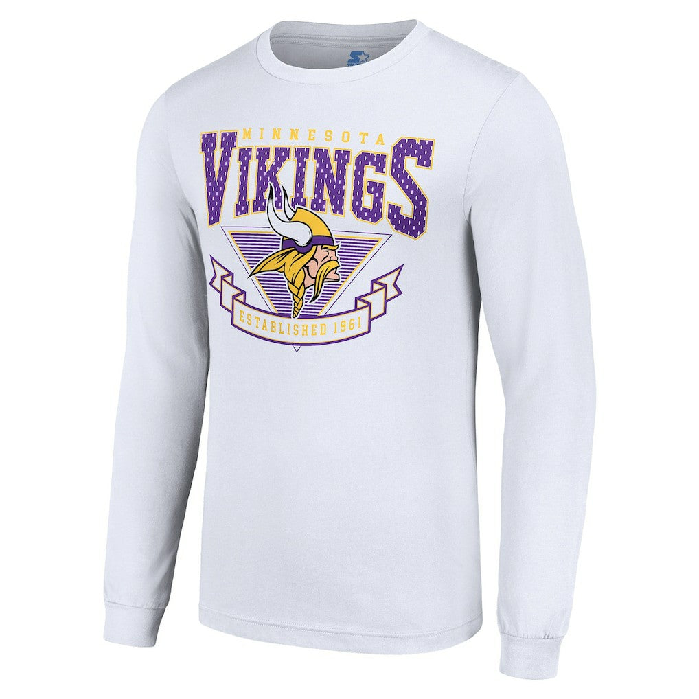 Minnesota Vikings Starter '80s Inspired Team Logo Long Sleeve T-Shirt - White on sale