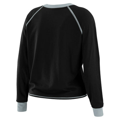 Las Vegas Raiders WEAR by Erin Andrews Women's Tie-Front Long Sleeve Top - Black/Gray cheap