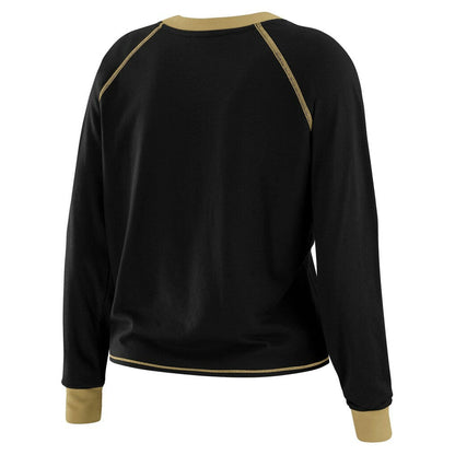 New Orleans Saints WEAR by Erin Andrews Women's Tie-Front Long Sleeve Top - Black/Gold cheap