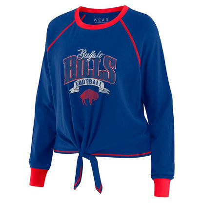 Buffalo Bills WEAR by Erin Andrews Women's Tie-Front Long Sleeve Top - Royal/Red on sale