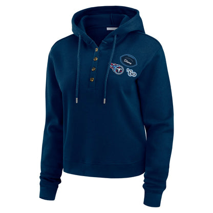 Tennessee Titans WEAR by Erin Andrews Women's Waffle Hoodie Pullover Top - Navy cheap