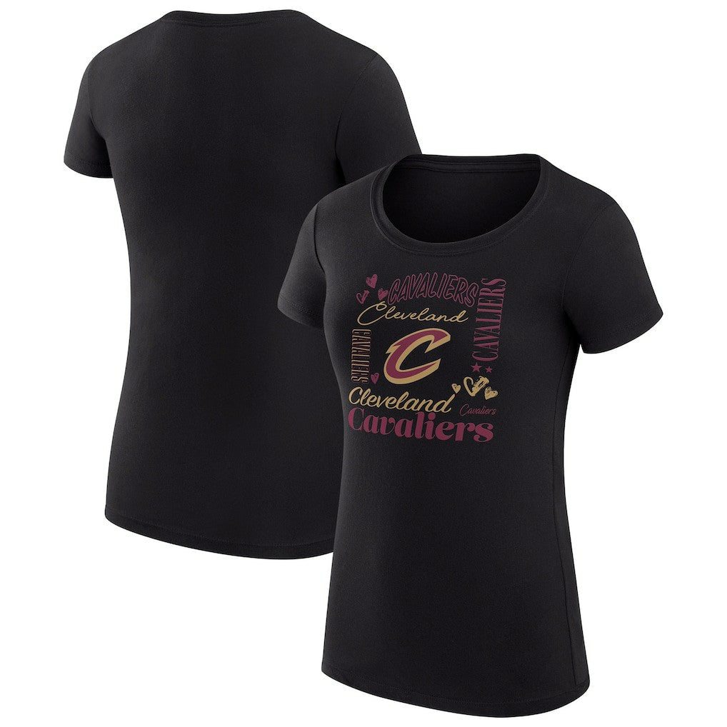 Cleveland Cavaliers G-III 4Her by Carl Banks Women's Super-Slim Fit Lightweight Team Name Collage Graphic T-Shirt sale - Black sale