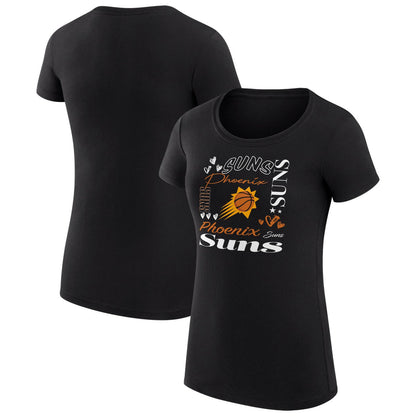 Phoenix Suns G-III 4Her by Carl Banks Women's Super-Slim Fit Lightweight Team Name Collage Graphic T-Shirt - Black discount