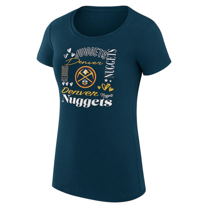 Denver Nuggets G-III 4Her by Carl Banks Women's Super-Slim Fit Lightweight Team Name Collage Graphic T-Shirt sale - Navy sale