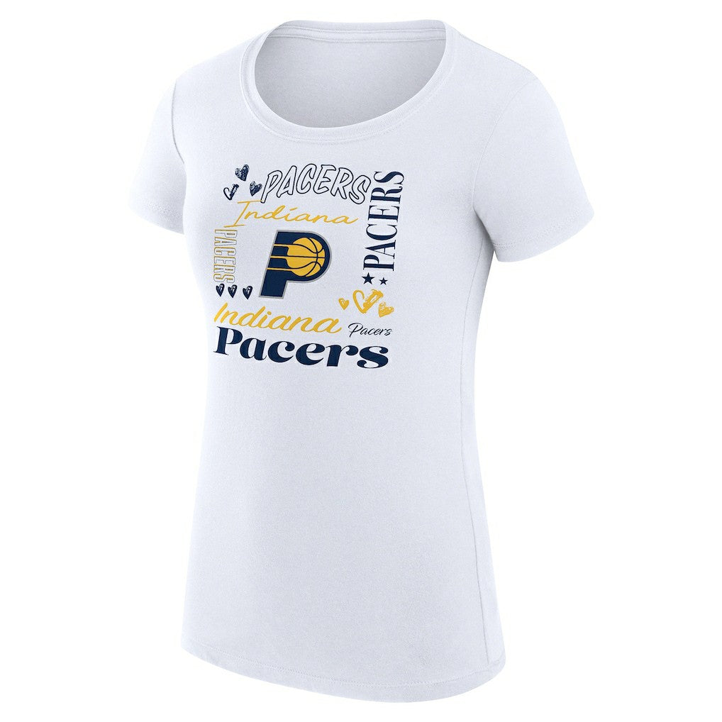 Indiana Pacers G-III 4Her by Carl Banks Women's Super-Slim Fit Lightweight Team Name Collage Graphic T-Shirt - White online