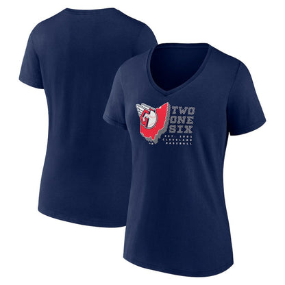 Cleveland Guardians Women's Two One Six V-Neck T-Shirt - Navy
