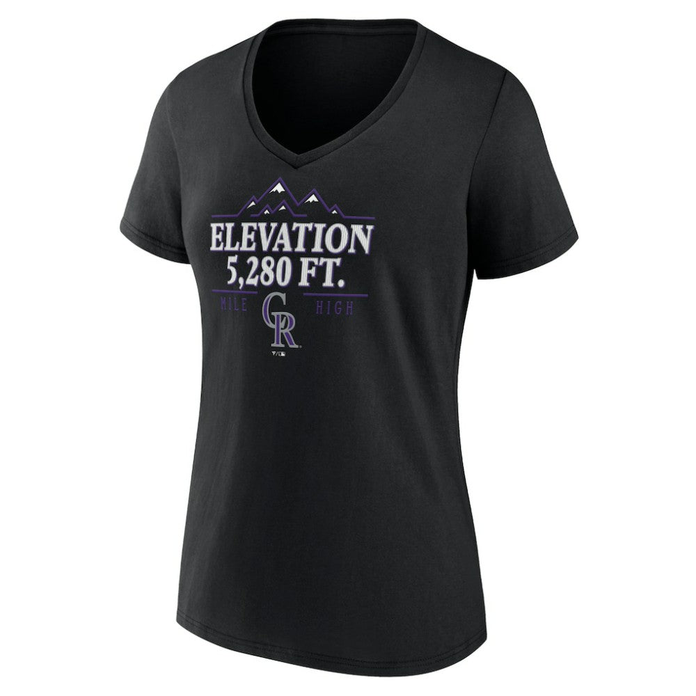 Colorado Rockies Women's Elevation V-Neck T-Shirt - Black