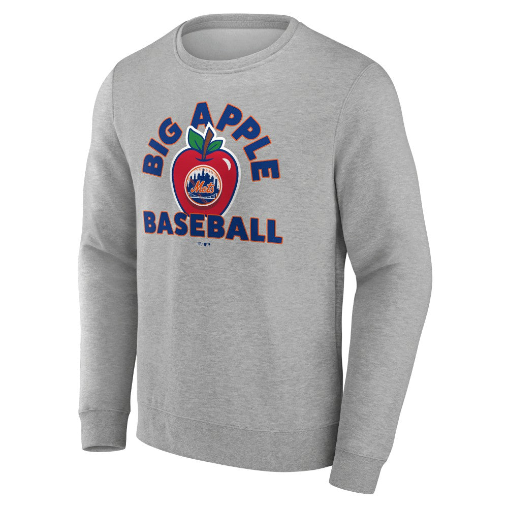 New York Mets Big Apple Baseball Pullover Sweatshirt - Gray