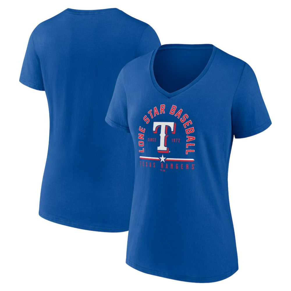 Texas Rangers Women's Lone Star Baseball V-Neck T-Shirt - Royal