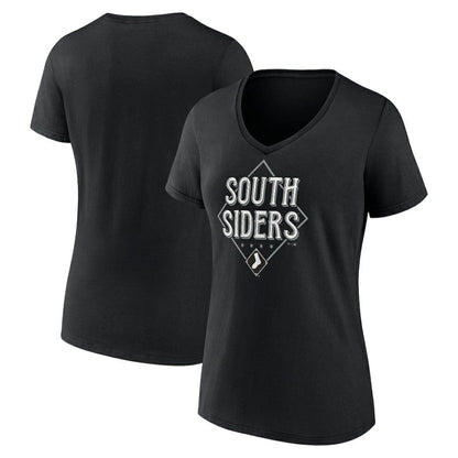 Chicago White Sox Women's South Siders V-Neck T-Shirt - Black